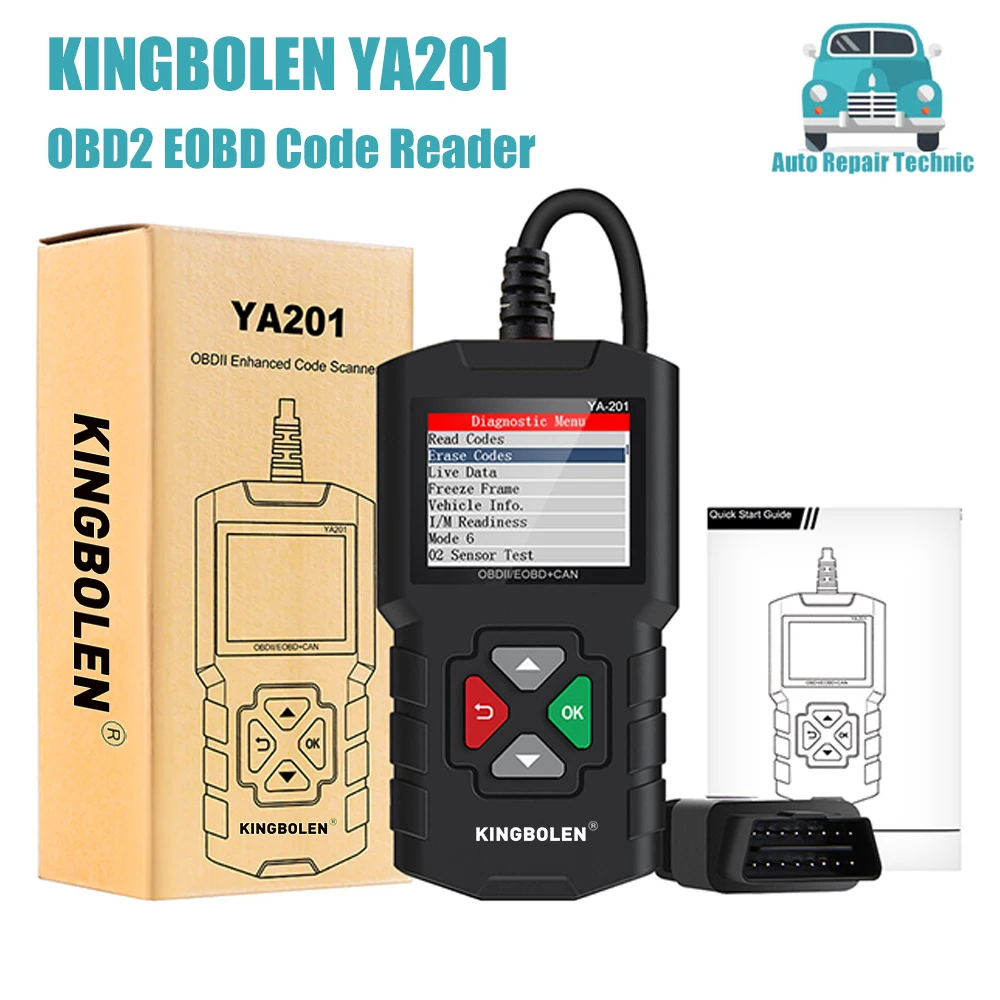 YA201 Car OBD2 EOBD new Code Reader Professional Auto Scanner for Engine Check YA-101 Car Diagnostic Tools for 2025 KING-BOLEN PK CR3001