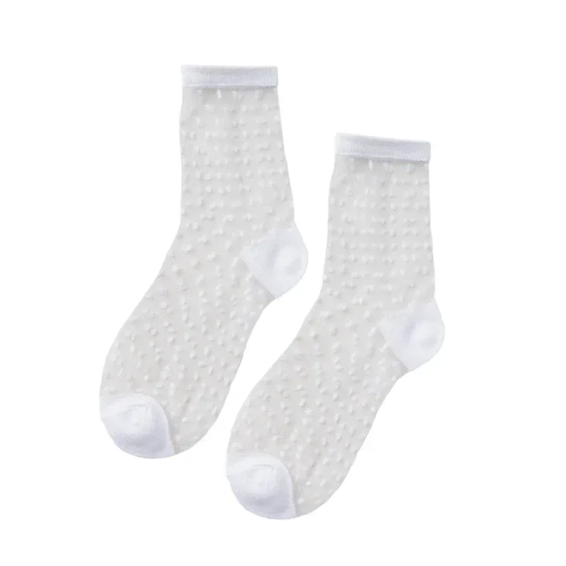 Sexy Lace Mesh Fishnet Socks Mixed Fiber Transparent Stretch Elasticity Ankle Net Yarn Thin Women Cool Socks 1pair=2pcs