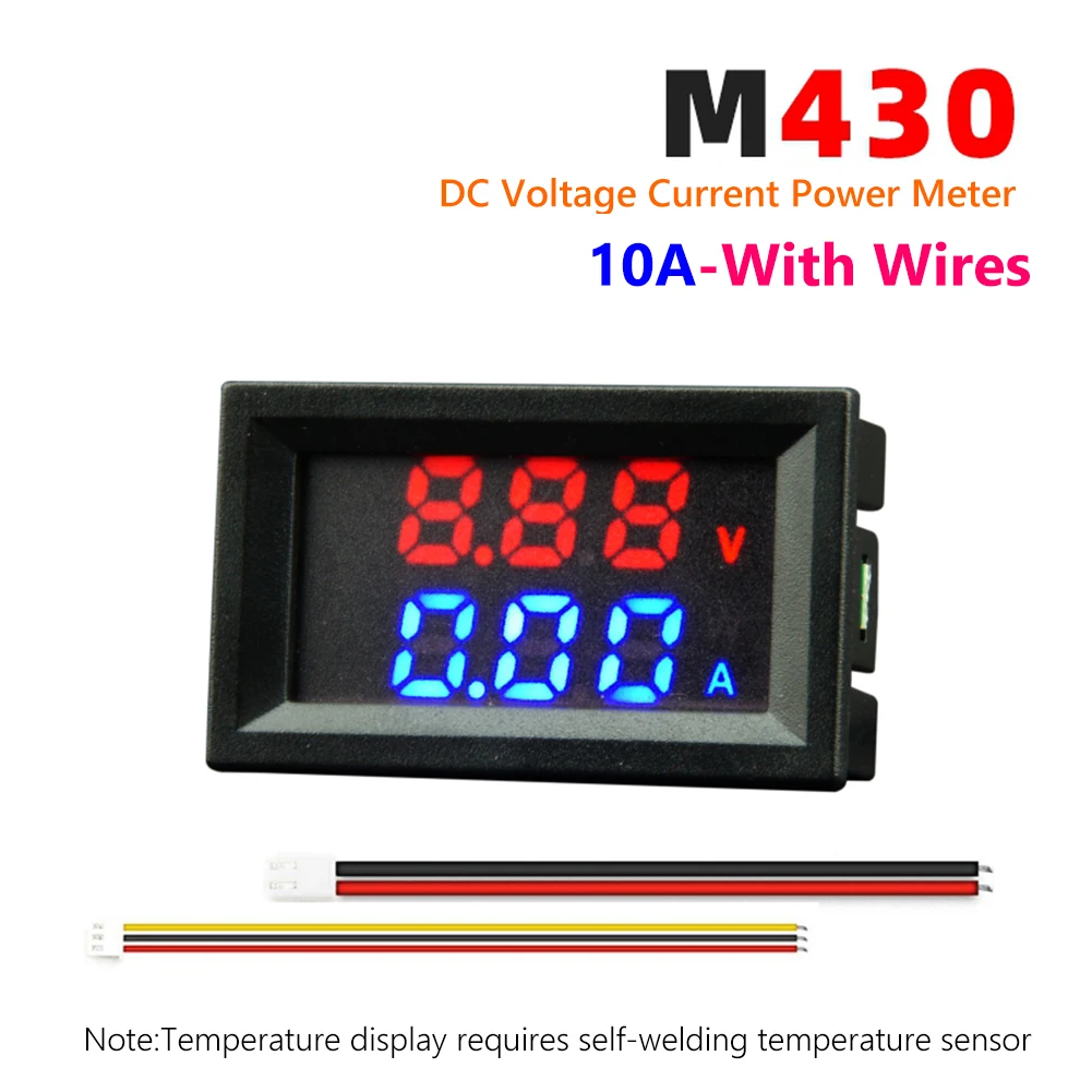 M430 DC 0-100V 10A 50A 100A Digital Voltmeter Ammeter Dual LED Display Voltage Detector Current Power Meter Panel Amp Volt Gauge