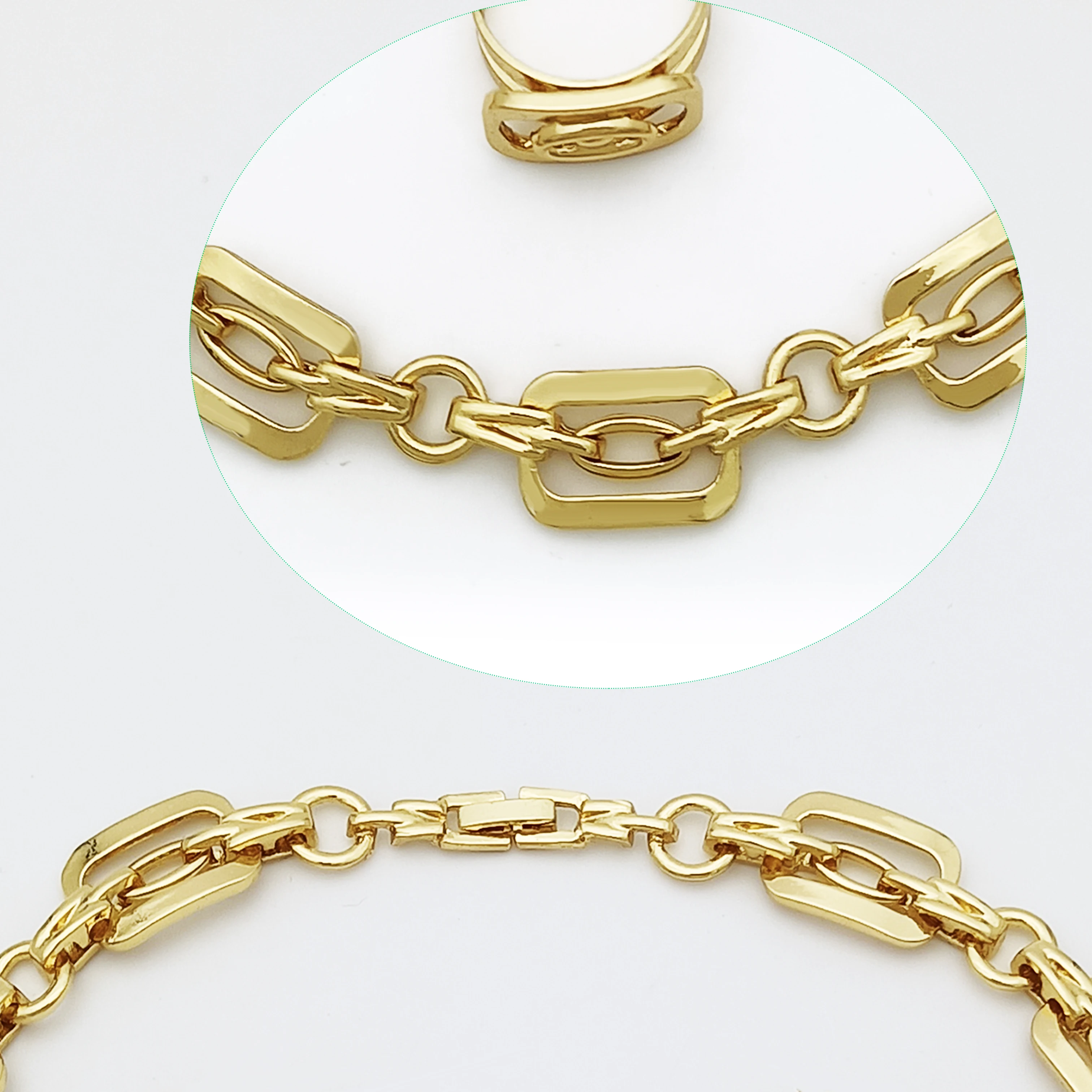 Dubai Jewelry Set For Woman 18k Gold Plated Necklace Jewelry Square Shape Chain Necklace Earring Ring Gift Daily Wear