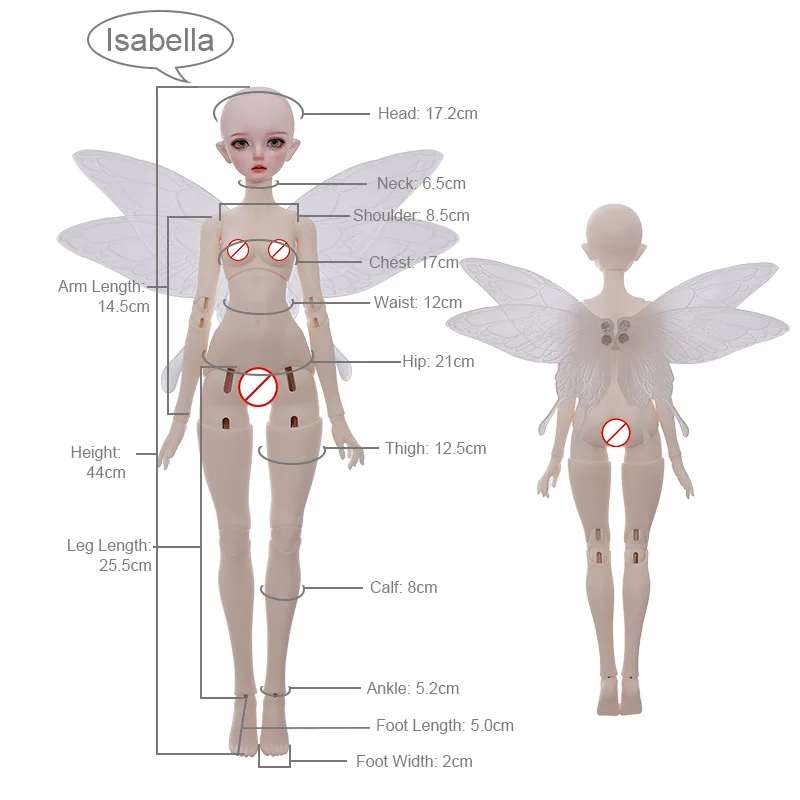 Isabella BJD Doll 1/4 Muxi Fantasy Flower Fairy Love Hope Wings Pearls Necklace Orange Exquisite Craftsmanship Embroidery Joybjd