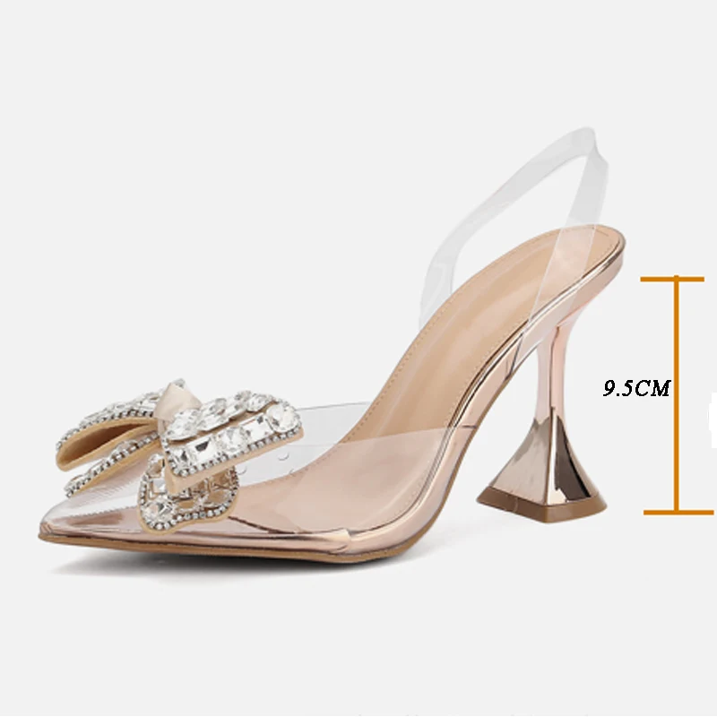 2025 new Eilyken Butterfly-knot Crystal Women Pumps PVC Transparent High Heels Shoes Sexy Pointed Toe Mules atos de mujer 5e01