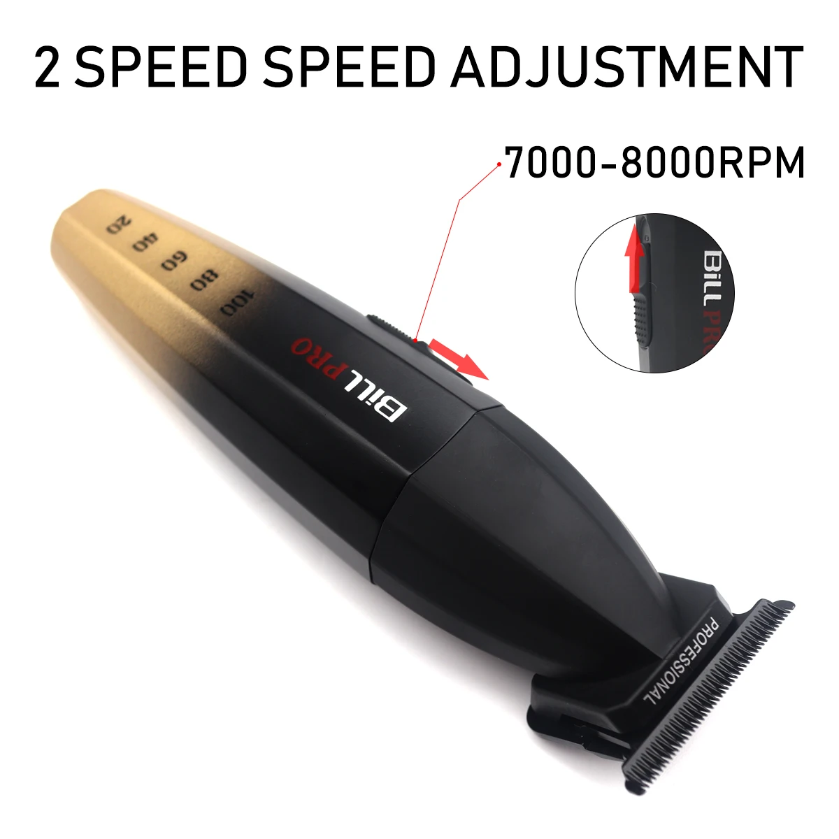Cutting Professional Trimmer ddmysmile Hair Hine BILL 800 With DLC Coated Blades 2 Speed 0Mm T-Shaped Head 8000 RPM High Rotations Smile