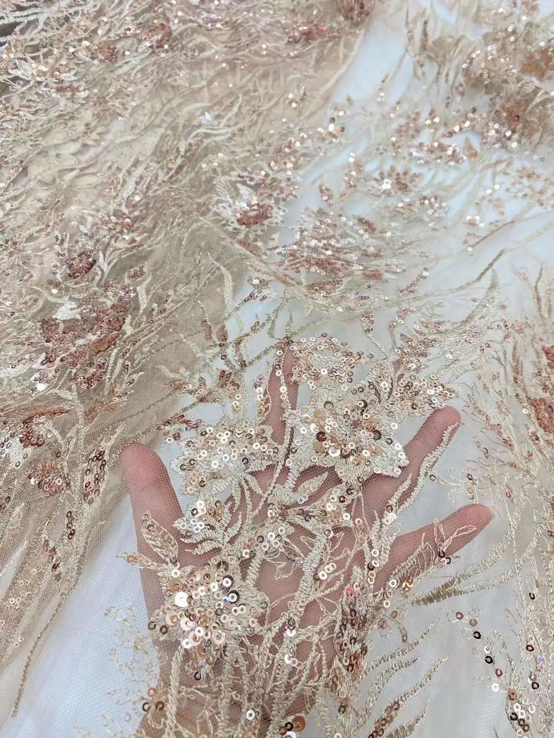 Sequins African Fabric Lace 2024 High Quality Lace Material French Nigerian Lace Fabrics For Women Material Party Wedding Dress smile