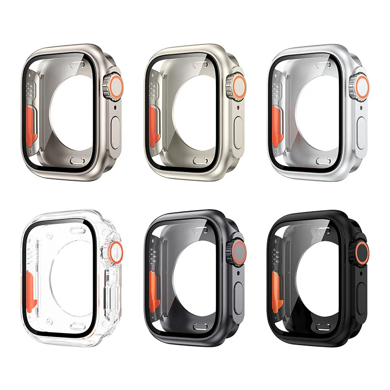Upgrade Case for Apple Watch mm Screen Protector Hard PC Tempered Glass IWatch Series Se Change To Ultra