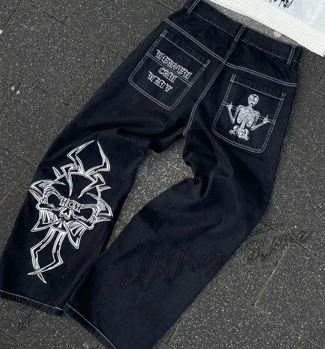 JNCO New Big Pocket High Street American Tooling Wide-leg Jeans Female Y2K Street Punk Style Loose Street Brand Washing Old Pant