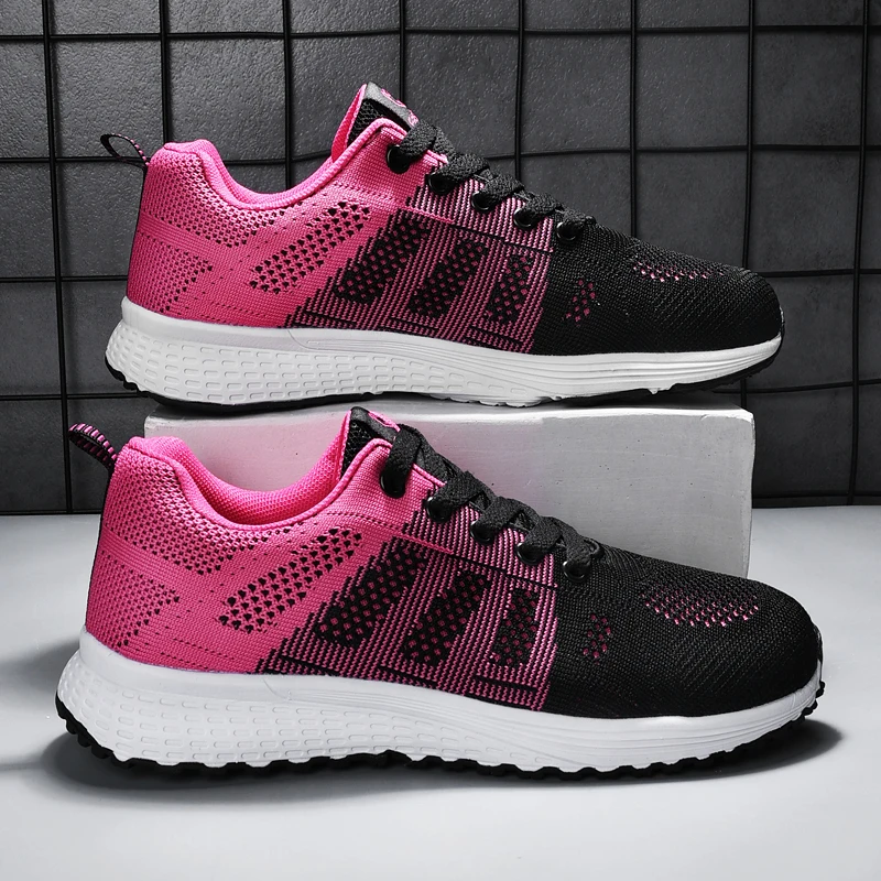 Women Casual Sneakers Breathable Walking Lace Up Flat Shoes Women Tenis Feminino
