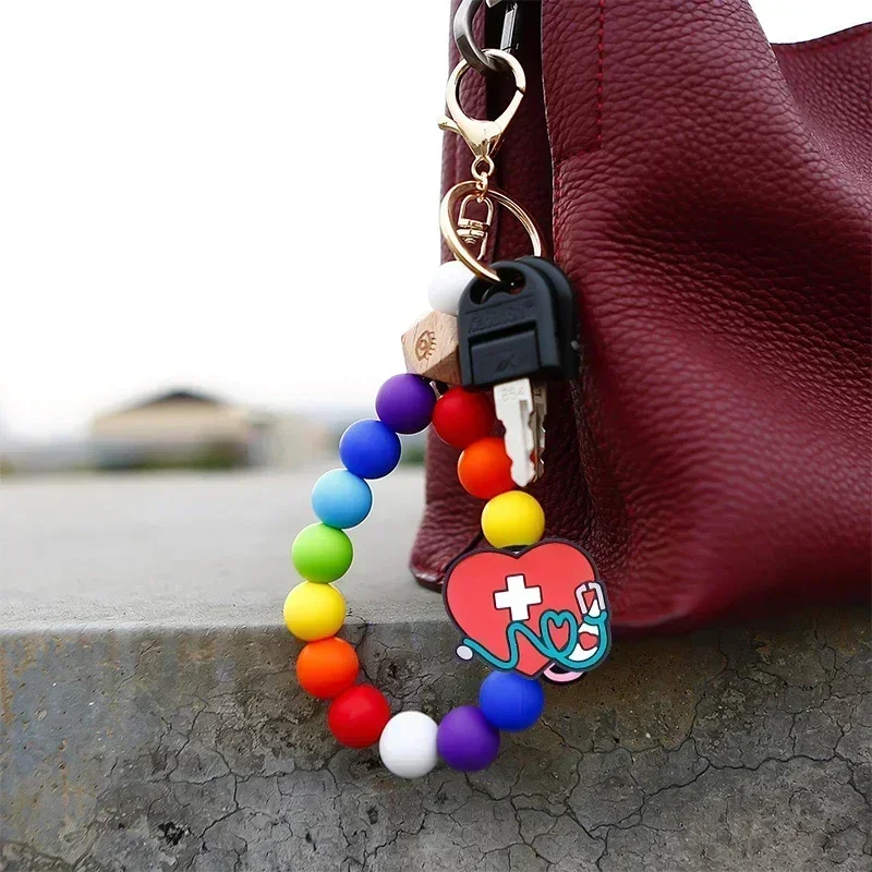 5/10pcs Stethoscope Rubber Focal Bead Bracelet Pacifier Chain Crochet Needles Pen Accessories Nurse Uniform Silicone Loose Beads
