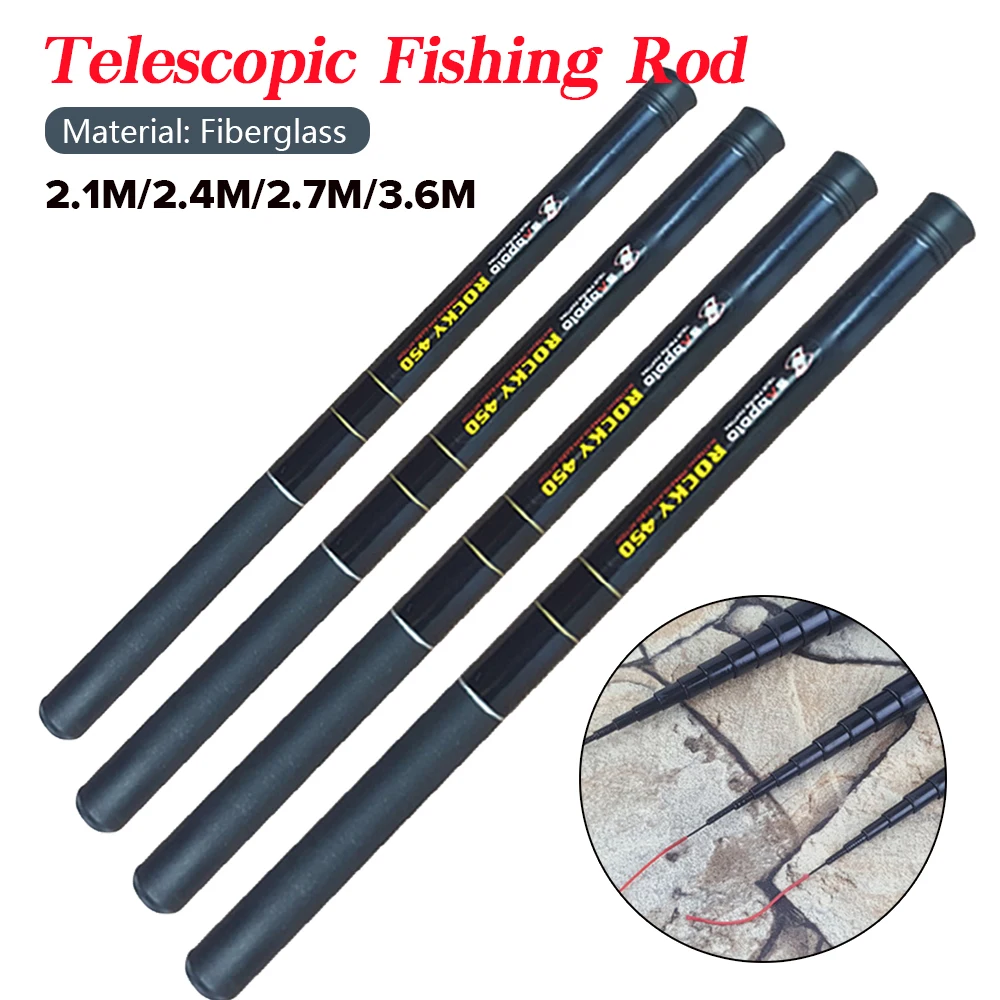 Ultralight Telescopic Fishing Rod Super Hard Fiberglass Carp Rods For Freshwater Carp Stream Pole For Fishing 2.1/2.4/2.7/3.6M