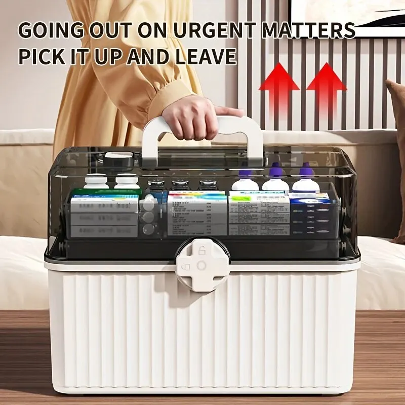 1pc 2025 Medicine Chest, Household Portable Multi-layer Box With new Large Capacity, Emergency Storage