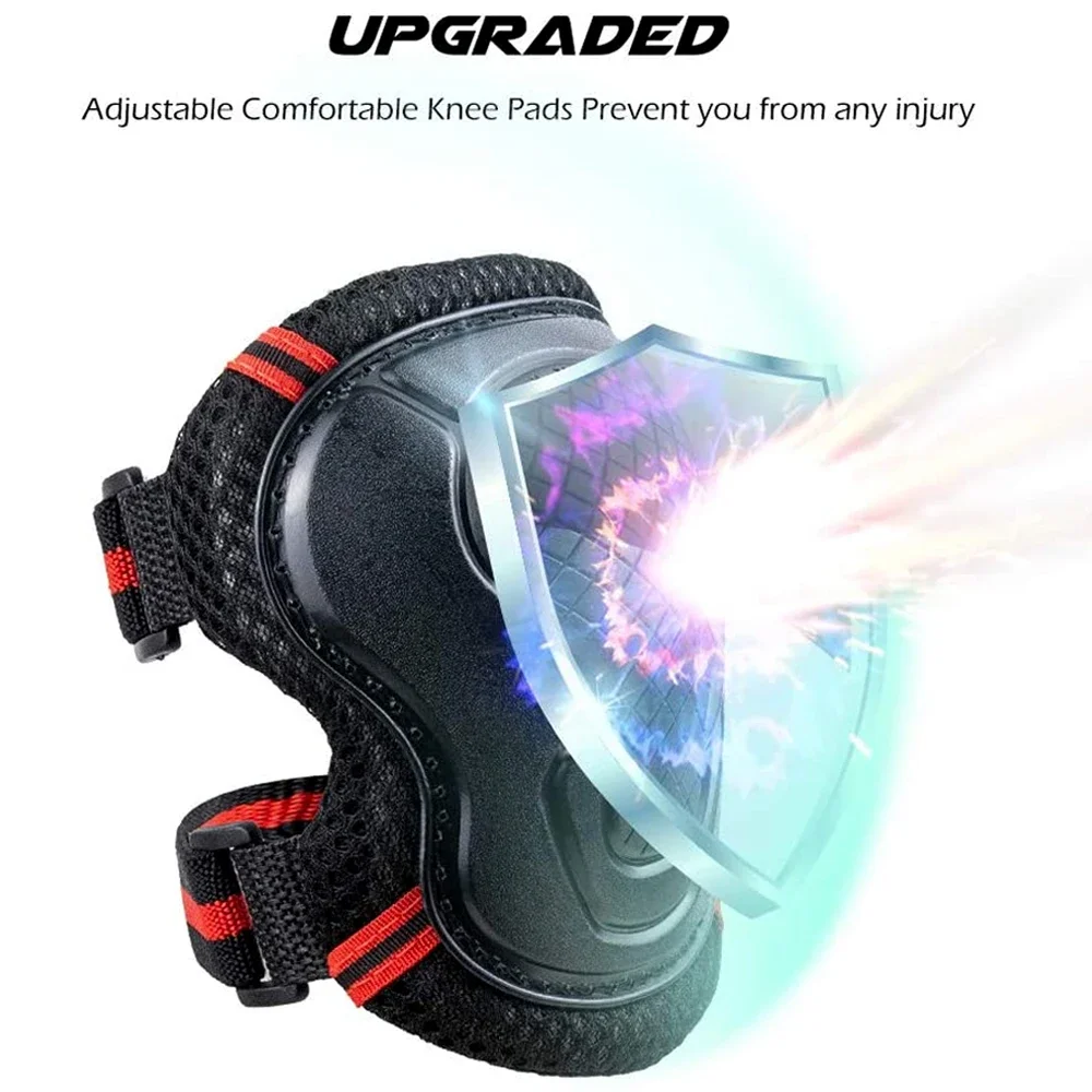 6Pcs Skateboard Ice Roller Skating Protective Gear Elbow Pads Wrist Safety Guard Cycling Riding Knee Protector for Kids Adults