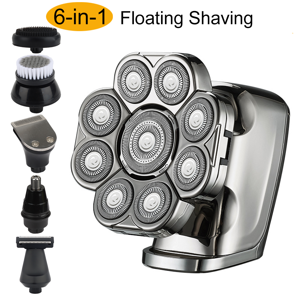 New Floating Head Electric Shaver 9D Shaving for Bald Men 6-in-1 with Nose/Body Trimmer 2025 Wet/Dry LED new Display Mens Grooming Kit