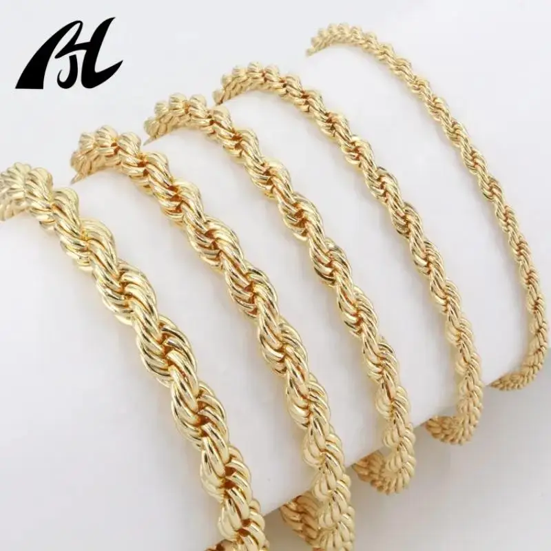 Hip hop joyeria oro laminado women mens Classic Snake Chain Bracelets thick cable rope Twist Chain