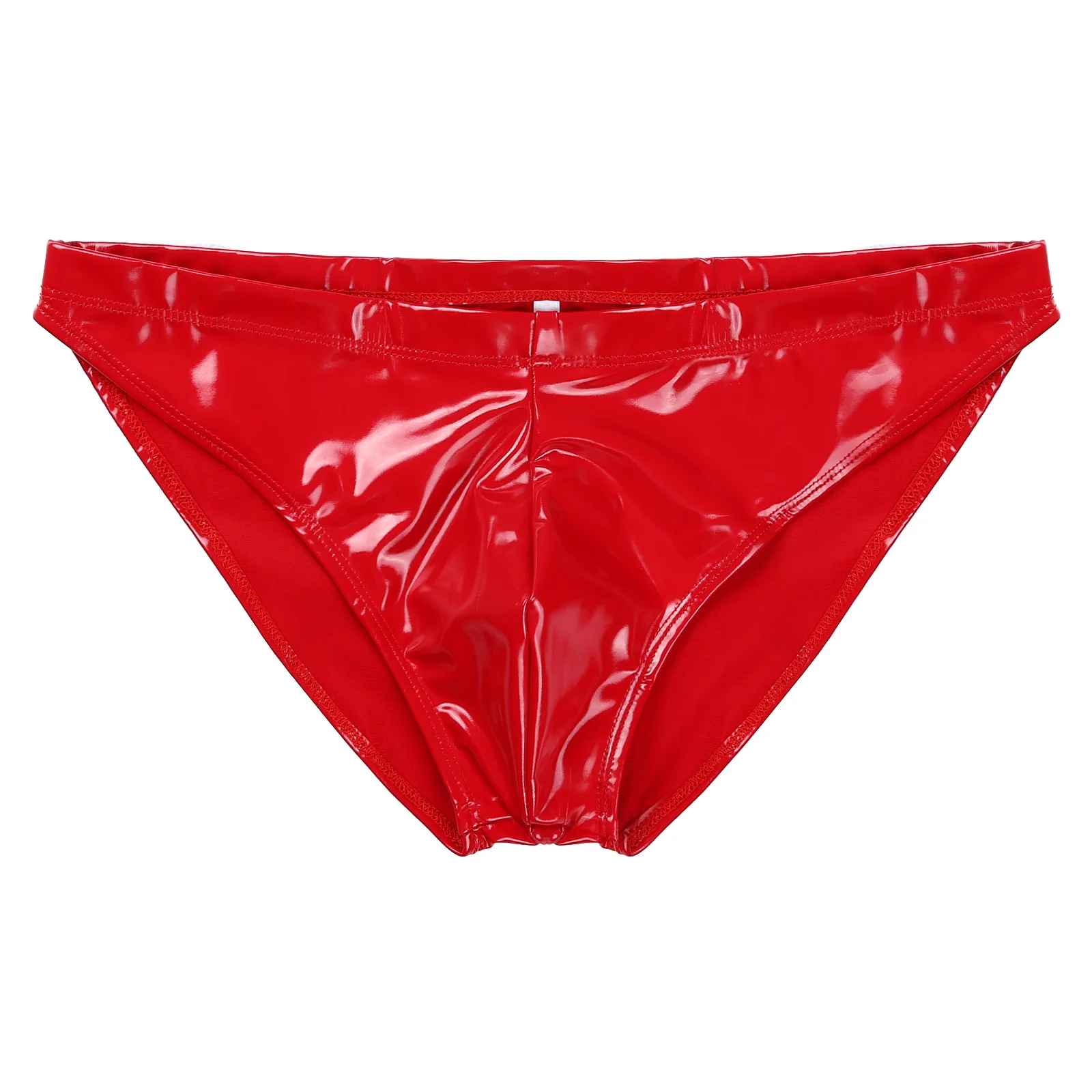Sexy Men Briefs Swimwear Low-Rise Underwear Swimming Wear PVC Latex Panties Glossy Shiny Leather Briefs Panties Lingerie