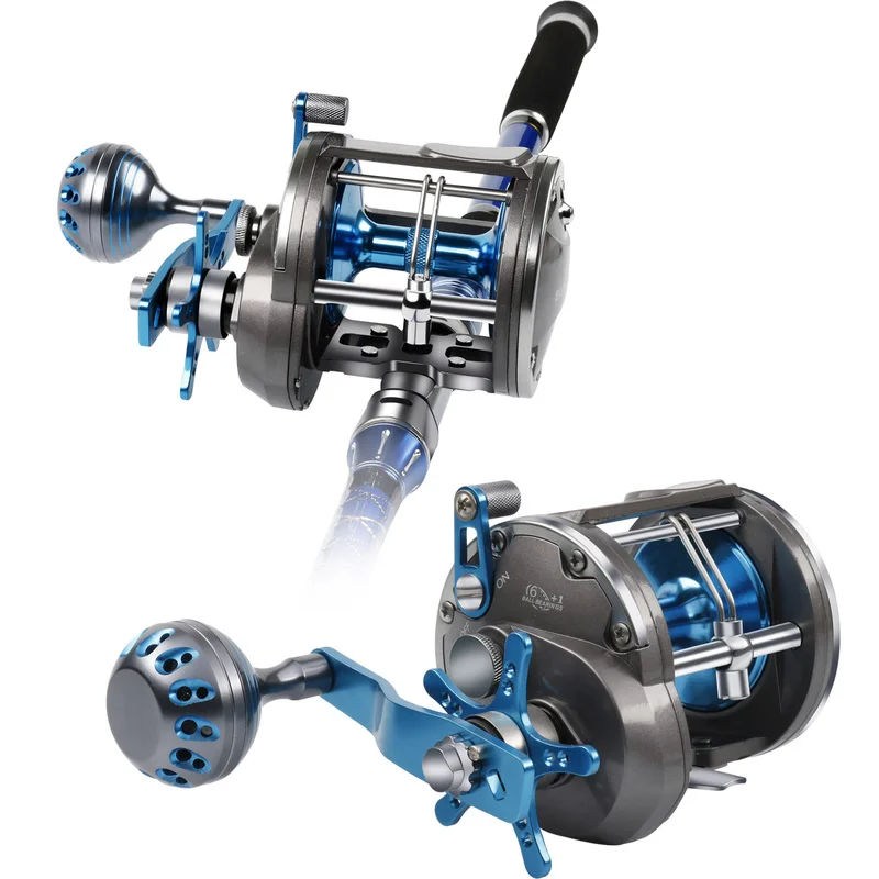 Sougayilang Trolling Fishing Reels 6+1BB Super Strong Right Hand Fishing Reel Max Drag 25kg for Sea Boat Fishing Saltwater Reel