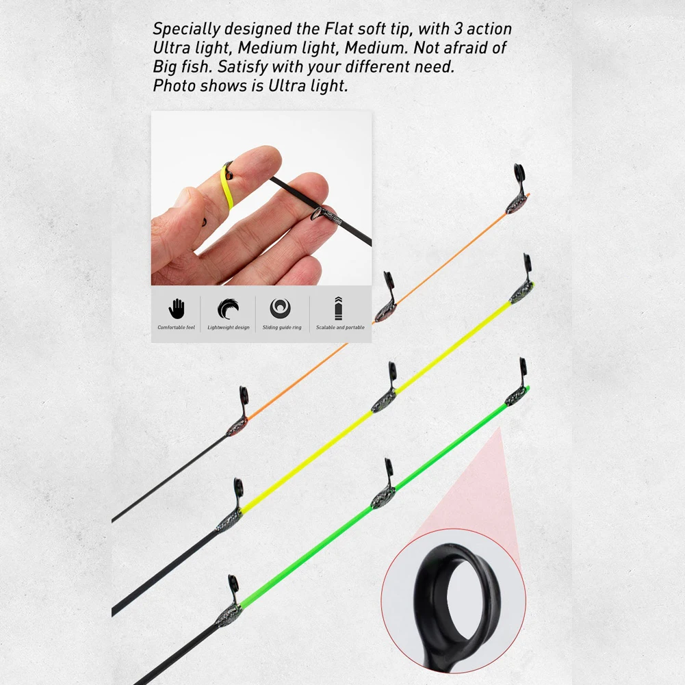 Ul/Ml/M Winter Fishing Rod Soft Tip 50Cm Ice Fishing Rod With Flat Tip High Quality Fiber Glass Tip With Cork Handle 2-Section smile
