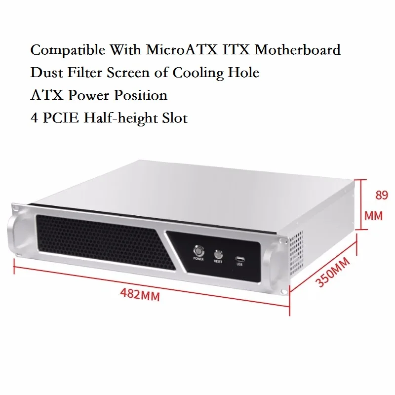 2U350 Server Chassis Depth 35CM Aluminum Panel Support ATX Power MATX/ITX Motherboard High-End Computer Industrial Case