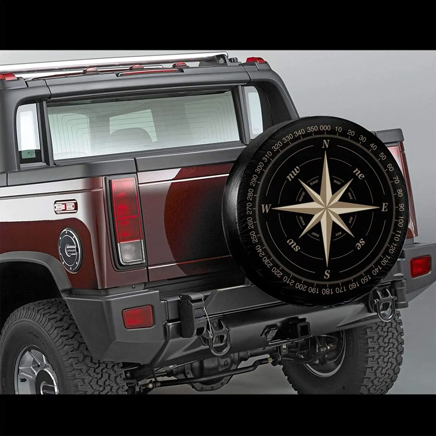 Compass Rose Black Spare Tire Cover UV Sun Wheel Covers Fit for Trailer RV SUV and Many Vehicle Inch