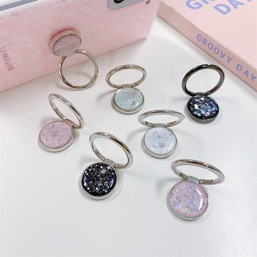360 Degree Rotating Phone Buckle Bracket Flash Powder Shell Pattern Finger Ring Holder Stand Zinc Alloy Stable Support