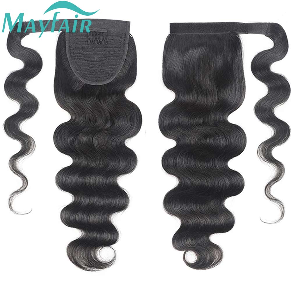 Natural Wavy Wrap Around Ponytail Human Hair Brazilian Afro Clip In Extensions For Black Women Remy Natural Color Yepei PonyTail ffb42 ea536
