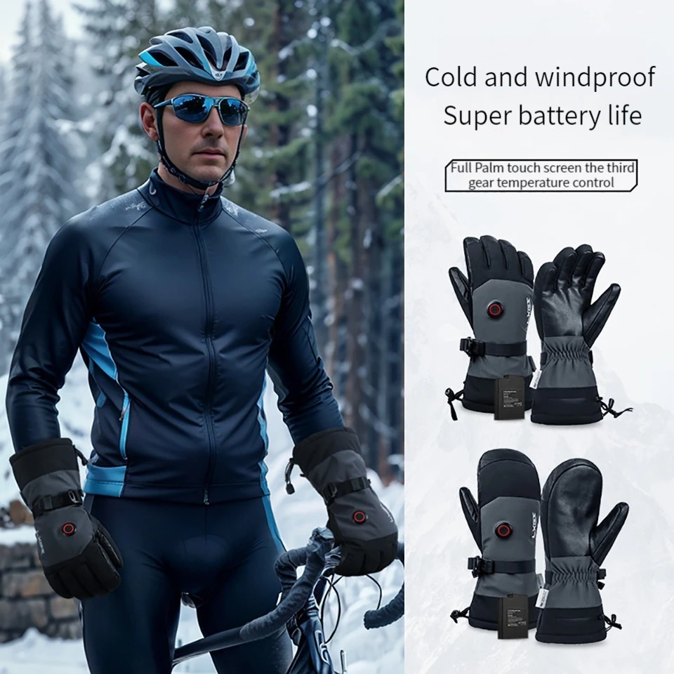 LOOGDEEL Gloves Electric Thermal Men Winter Warmth Waterproof Windproof Cycling Motorcycle Bicycle Snowboard Ski Heating Gloves smile