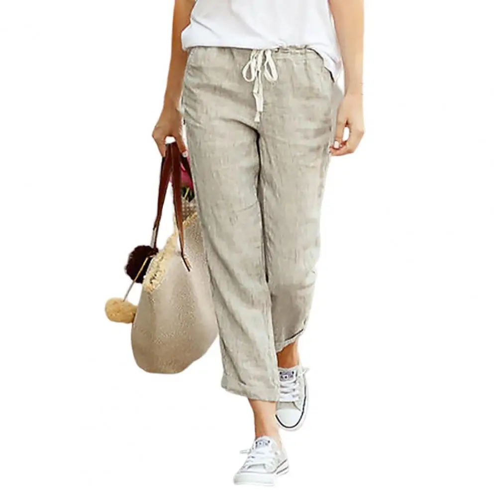 Mid-Rise Trendy Elastic new Waist Ninth Casual Pants Lightweight 2025 Casual Pants Drawstring elastic waist home