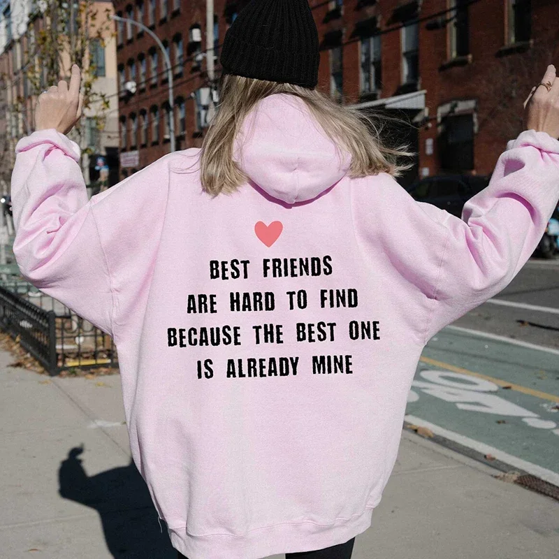 Best Friends Red Lover BBF Women Hoodie Causal Loose Long Sleeve Graphic Pullovers Crewneck Womens Clothes BFF O Neck Clothing