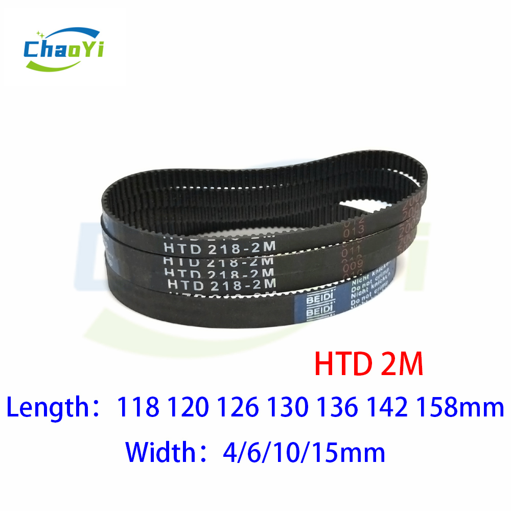 HTD 2M Closed Loop Rubber Timing Belt Width 4/6/10/15mm Length 118 120 126 130 136 142 158mm Drive Toothed Belt 2M-120 2M-142