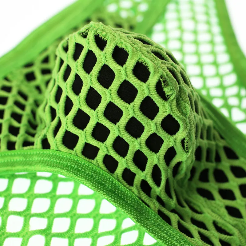 Summer Men's Small Briefs Sexy Fishnet Japanese Style U Convex Bag Transparent Hollow Large Mesh Male Student Underpants