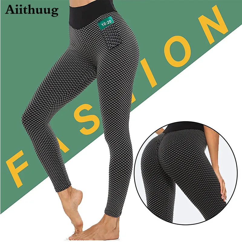 Aiithuug High Waist Yoga Pants Tummy Control Slimming Textured Booty Leggings Running Workout Ruched Butt Lift Pants Women