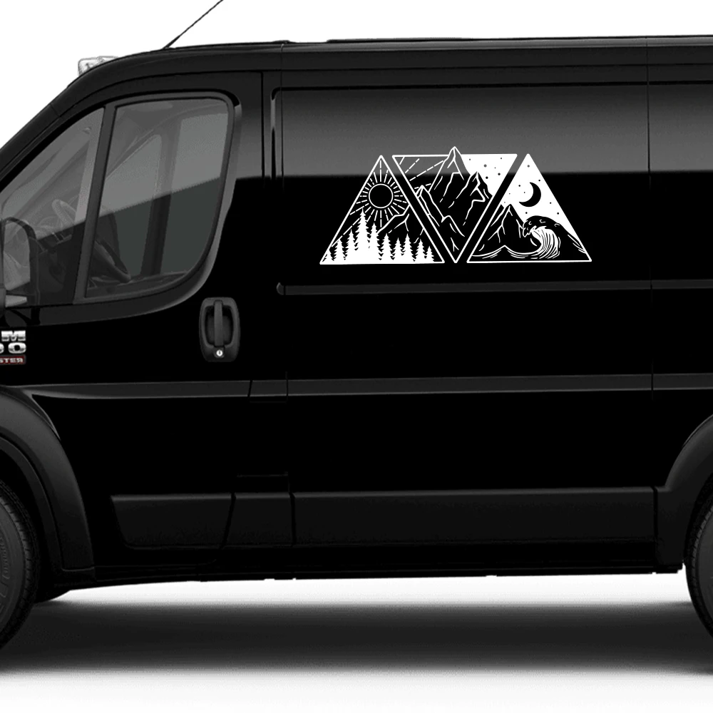 new Car Forest Mountains Water Wave Stickers 2025 for Camper Van Motorhome SUV Pickup Cargo Caravan Decor Decal Auto Tunning Accessories