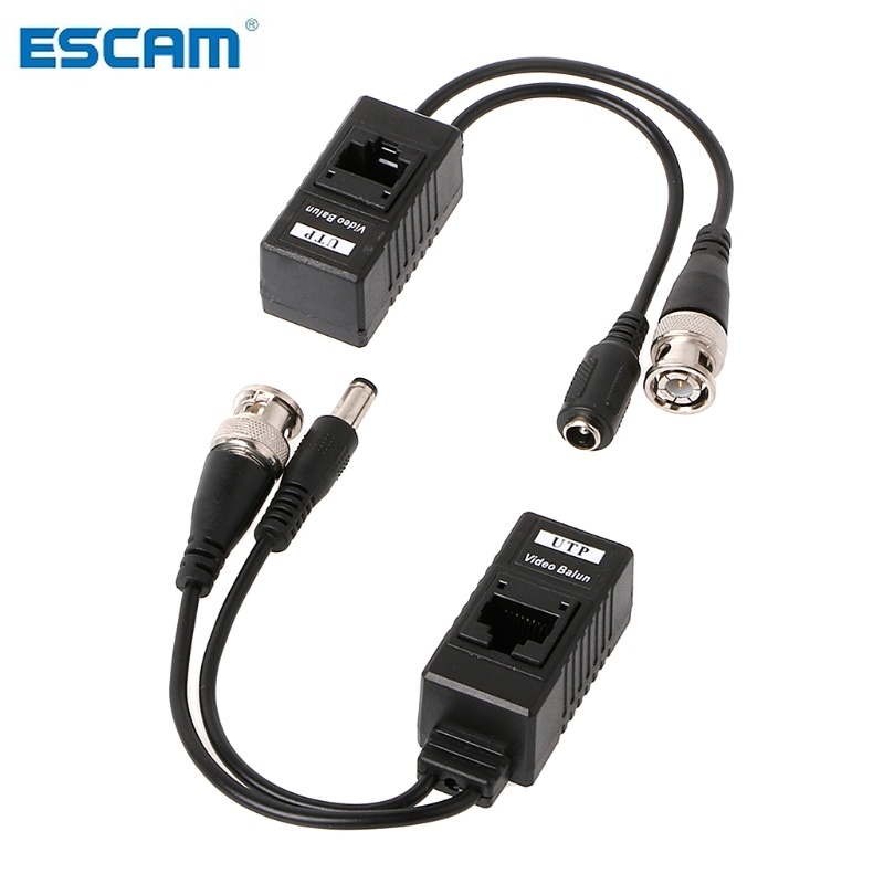 1 Pair BNC To RJ45 Passive Video Power + Audio Balun Transceiver For CCTV Camera