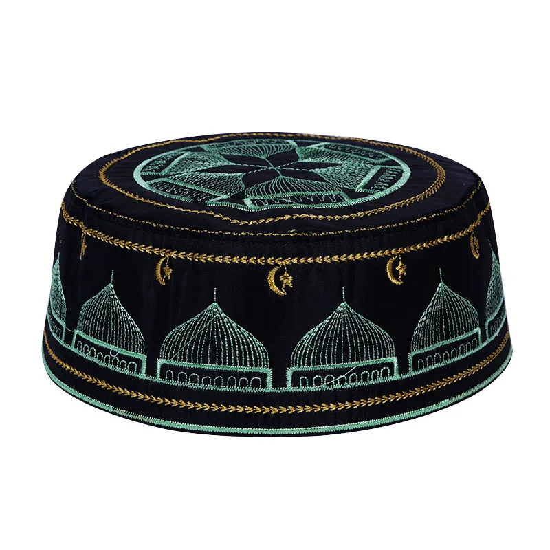 Islamic Round Cap Saudi Arabia Embroidery Hat Muslim Men Headwear Abaya Prayer Caps Headscarf Clothing Turban Gift