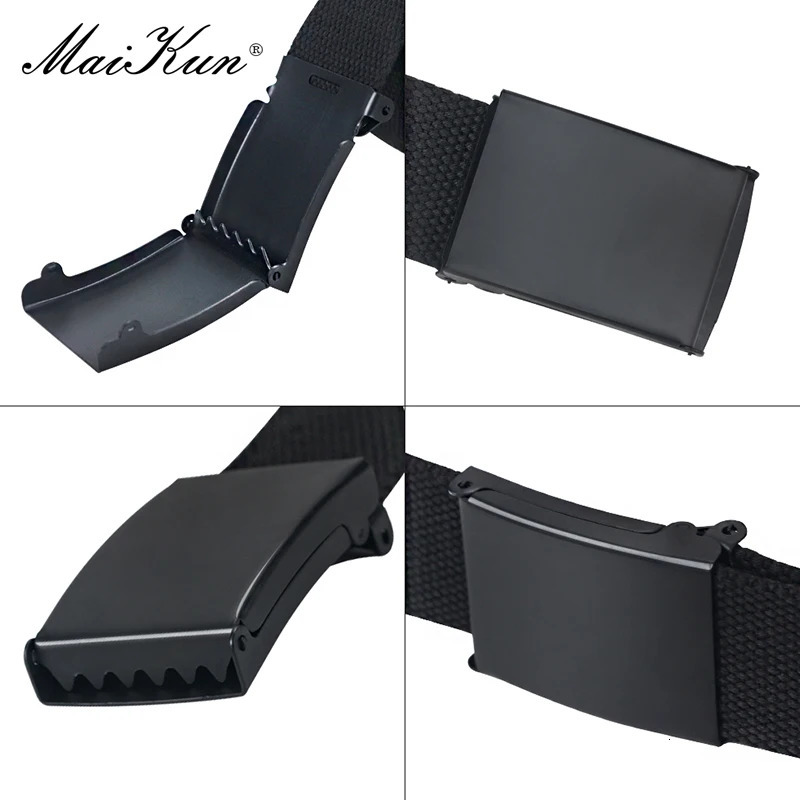 MaiKun Belt Canvas Men's Belts Metal Slider Buckle Belts For Men Male Military Tactical Strap for Pants Jeans 240315