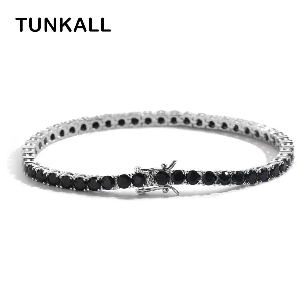 3MM 4MM 5MM Black CZ Stone Tennis Bracelets Men And Women Hip Hop Jewelry BB148