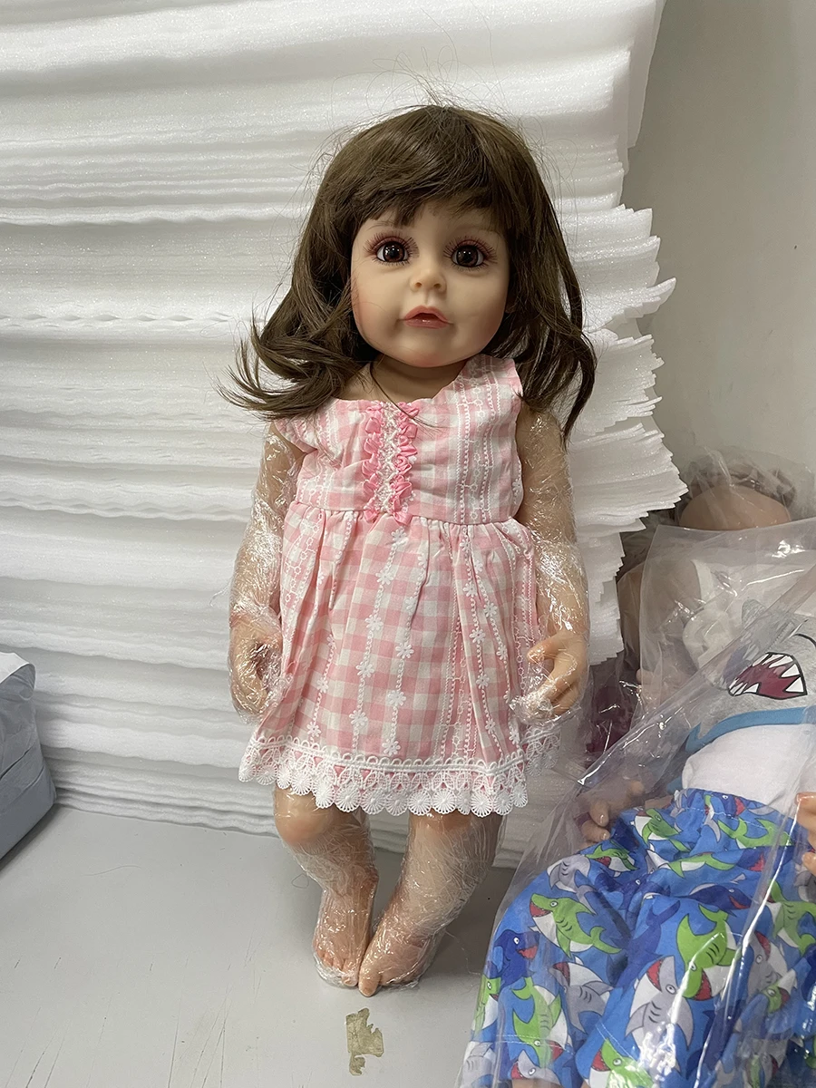55CM 2025 Full new Silicone Vinyl Reborn Baby Dolls Sweet Face Lifelike Sue-Sue Doll Toys Soft Playmate for Girls Birthday Gift