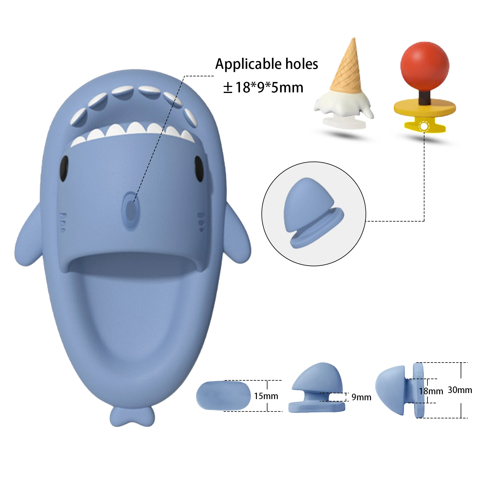 2pcs Summer Eva Shark Slides Diy Fins Charms Buckle Accessories For Shark Slippers Women Men Funny Charms Sandals Decoration