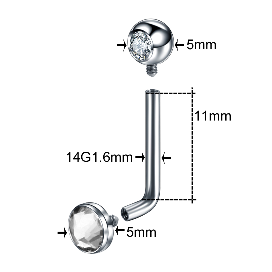 10Pcs ASTM-F136 Titanium Piercing Christina Vertical Hood Crystal Gem Sexy Intimate Piercing Lip Body Jewelry for Men Women