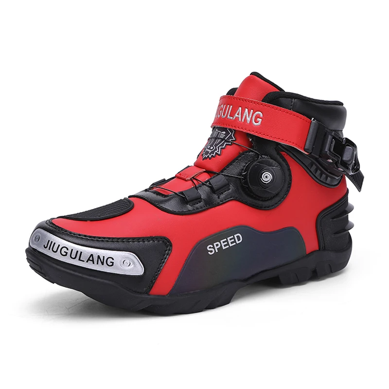 Men new Motorcycle Boots Shoes Outdoor 2025 Cycling Professional Training Microfiber Leather Waterproof Quick Lacing Botas Moto Hombre