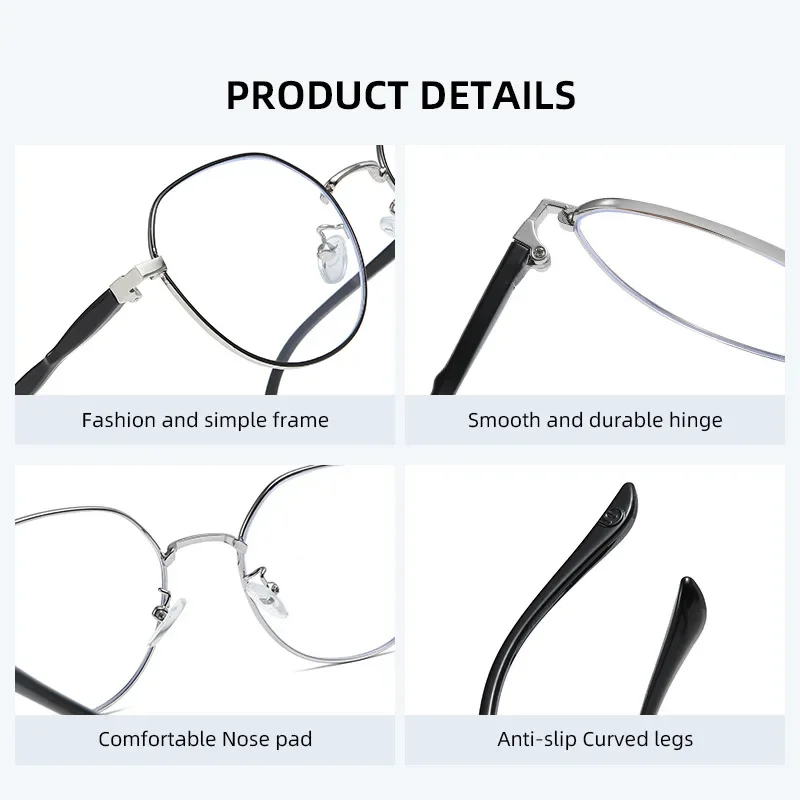 Luxury Progressive Multifocal Reading Glasses Women Antiblue Light Presbyopia Ultralight Metal Frame Near Far Sighted Eyeglasses