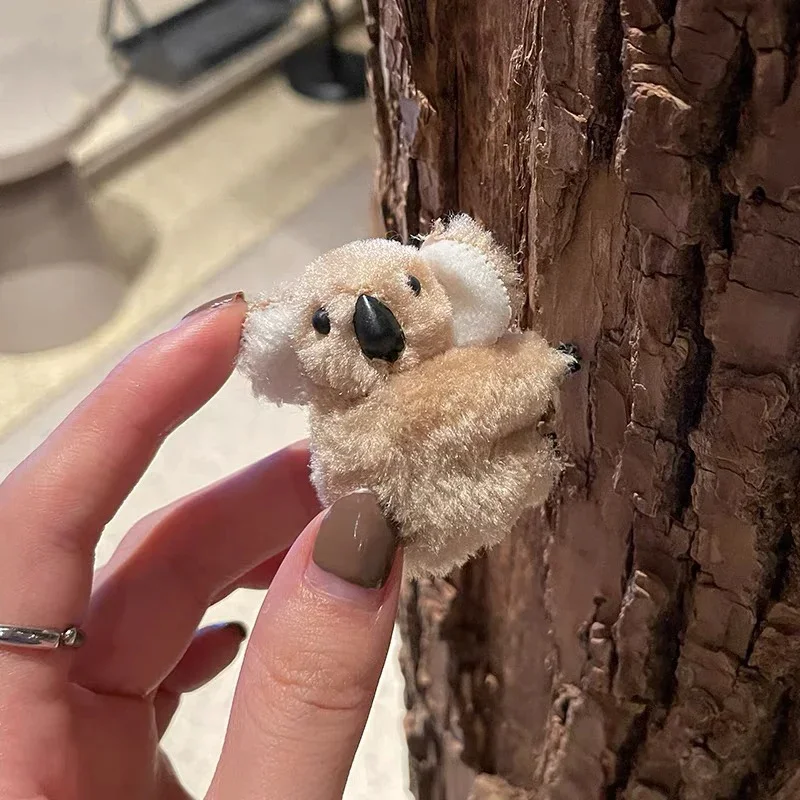 1/8pcs new Plush Koala Bear Hair Clips Women Sweet Girls Cute 2025 Animal Bobby Pin Hairpins Fluffy Bear Hairslide Headwear Barrettes