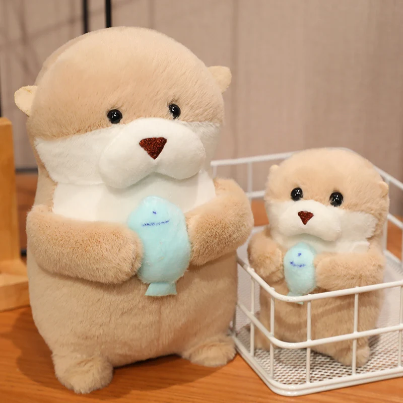 Pray for Blessings Otter Plush Toy Stuffed Lifelike Animals Hug Fish 2025 Food new Kawaii Otters Plushie Doll for Kids Birthday Gift Boy