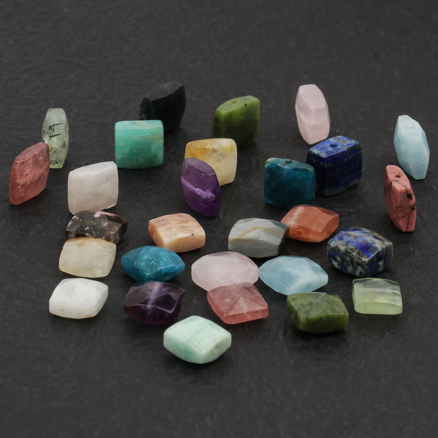 10pcs Faceted Square Amethyst Bead Natural Stone Amazonite Citrine Apatite Loose Beads for Jewelry Making DIY Charms Bracelets