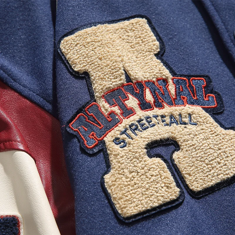 High Street Baseball Jacket Men Harajuku Embroidery Letter Patchwork Varsity Jackets Unisex Vintage Leather Sleeve College Coat