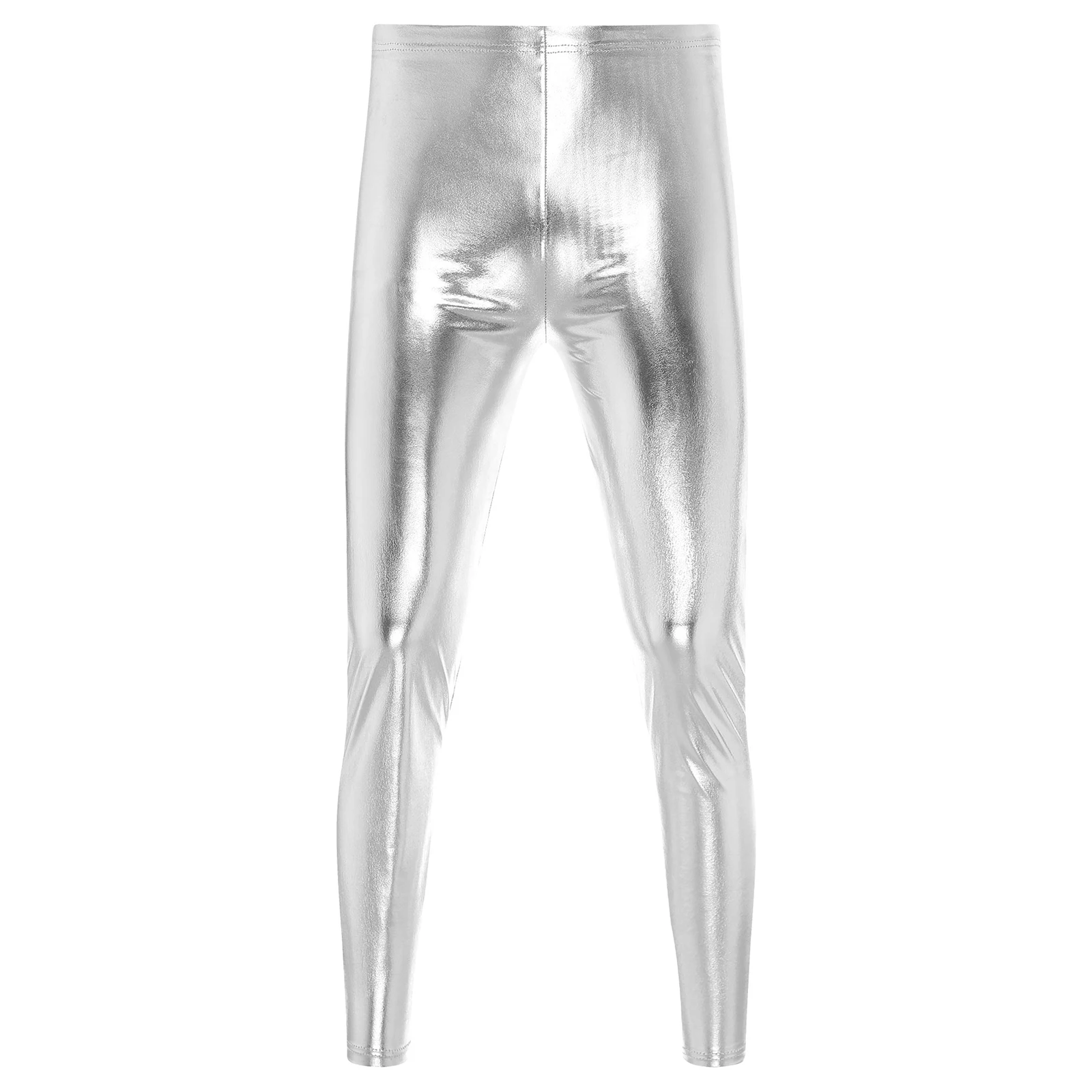 Mens Shiny Metallic 70s Disco Pants Straight Leg Trousers Halloween Costume for Rave Nightclub Party Festival Hip-Hop Dance