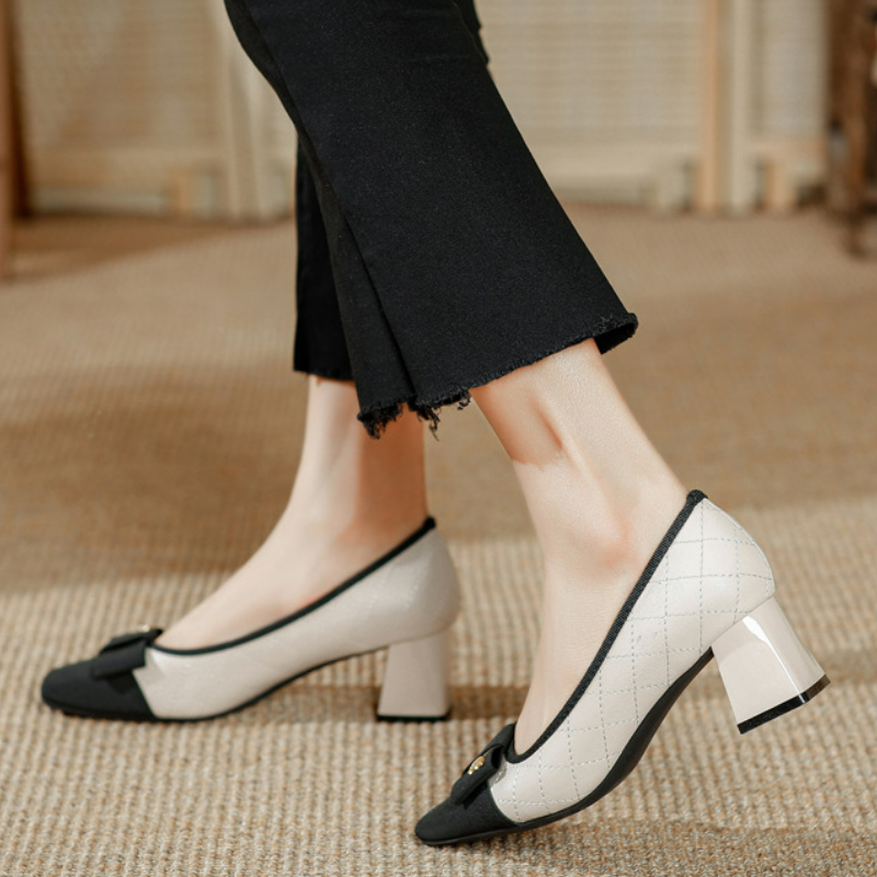 Spring Women Shoes New Retro Square Toe Chunky Heels Designer Women Pumps Slip-On Shallow Sexy Ladies Shoes Zapatillas Mujer