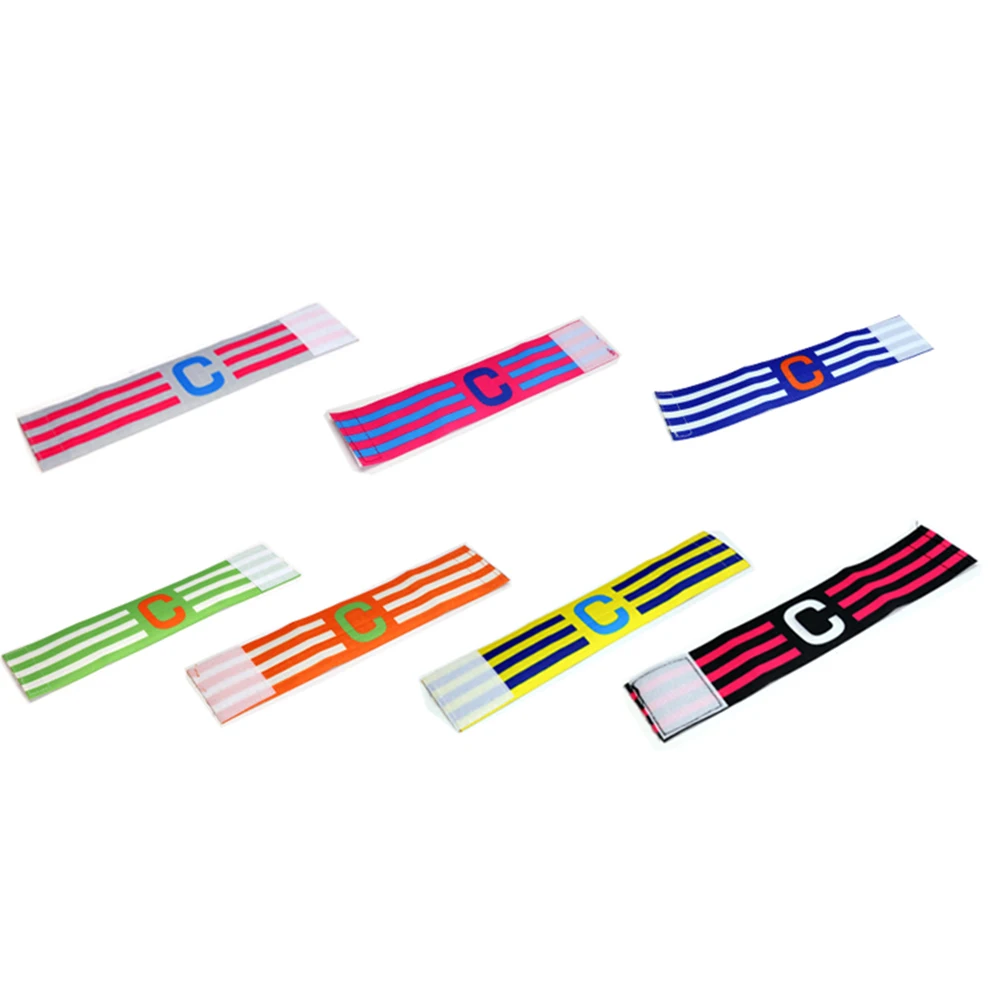 10-30pcs Football Captain Armband Adjustable Brazalete Capitan Band Breathable Stripe Arm Band with Touch Fastener for Captain