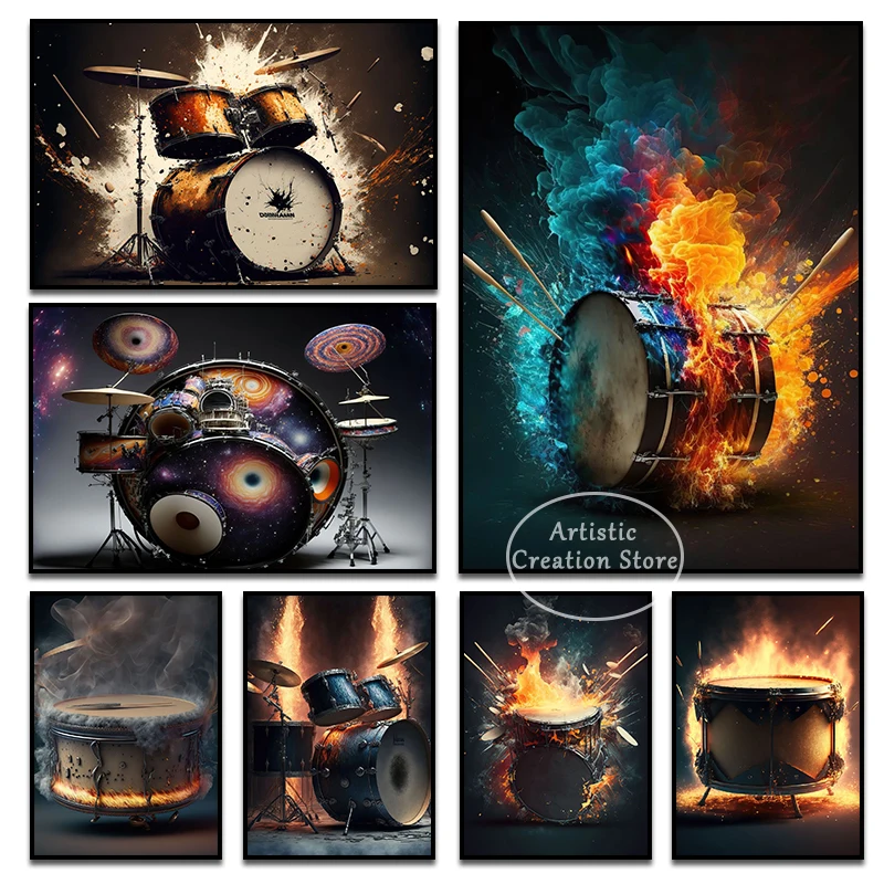 2025 Abstract Rack Drum Poster Musical Instrument Colorful Drum Canvas Painting Prints Living Room Wall Art new Picture Home Decor Gifts
