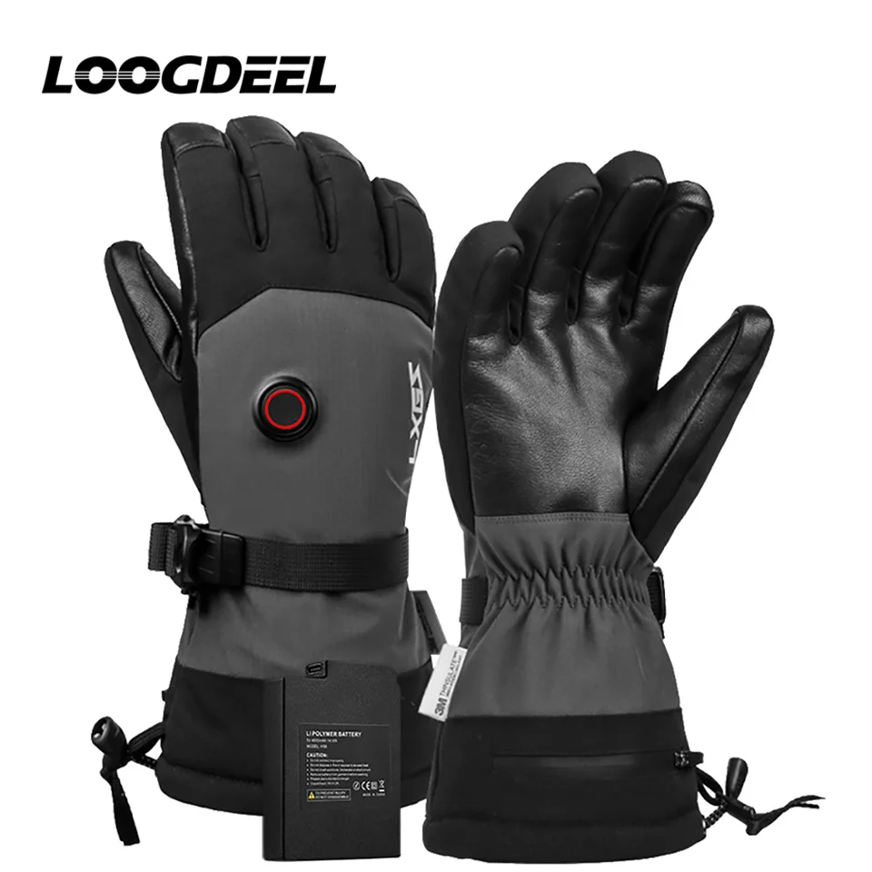 LOOGDEEL Gloves Electric Thermal Men Winter Warmth Waterproof Windproof Cycling Motorcycle Bicycle Snowboard Ski Heating Gloves smile