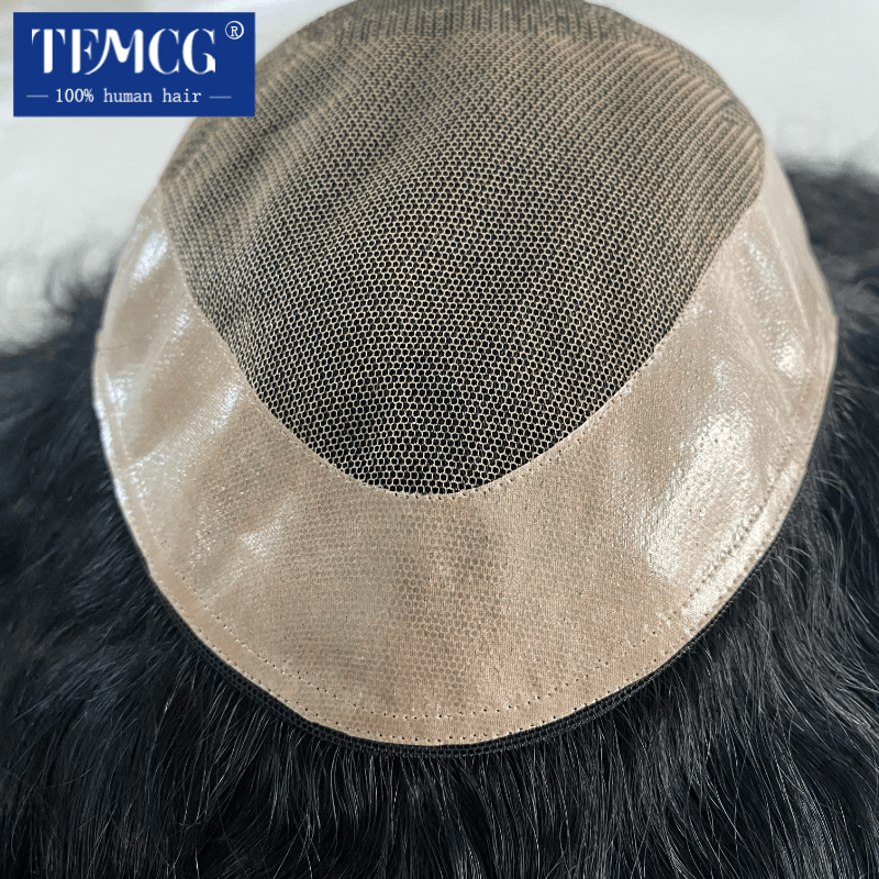 D7-5 French Lace with Soft Pu Male Hair Prosthesis Natural Human Hair Toupee Breathable Toupee Men Exhuast Systems Free Shippin